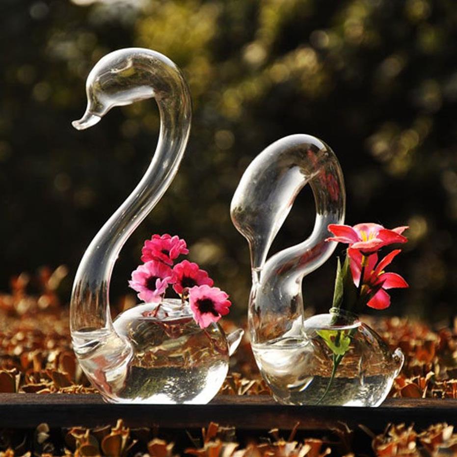 OnnPnnQ Swan Glass Floor Vase Decoration Home Glass Terrarium Vase for Wedding Decoration Flower Vases Decoratives for Homes296Q