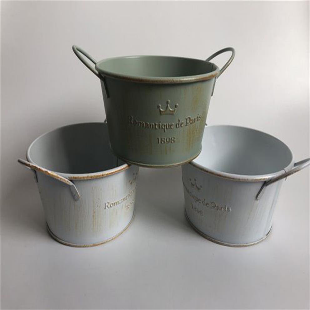 D12XH6 Vintage Nostalgia Tin Planter Galvanized Buckets Wedding Succulents Pot Romancique de Paris Since 1898 T2005292524