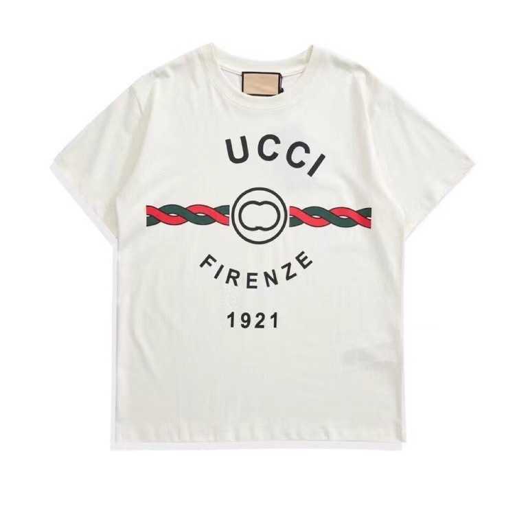 デザイナーサマーウィメンTシャツの正しいバージョンニット1921 TシャツボタンコードインターロックダブルプリントスリーブTシャツ