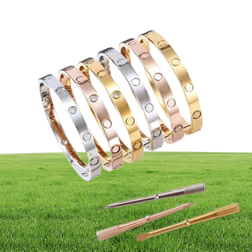 ca letter Classic bangles Gold Silver Nail designer Bracelet Titanium Steel Cuff bangle nlay Diamond Bracelets Womens Mens Love Je7198576