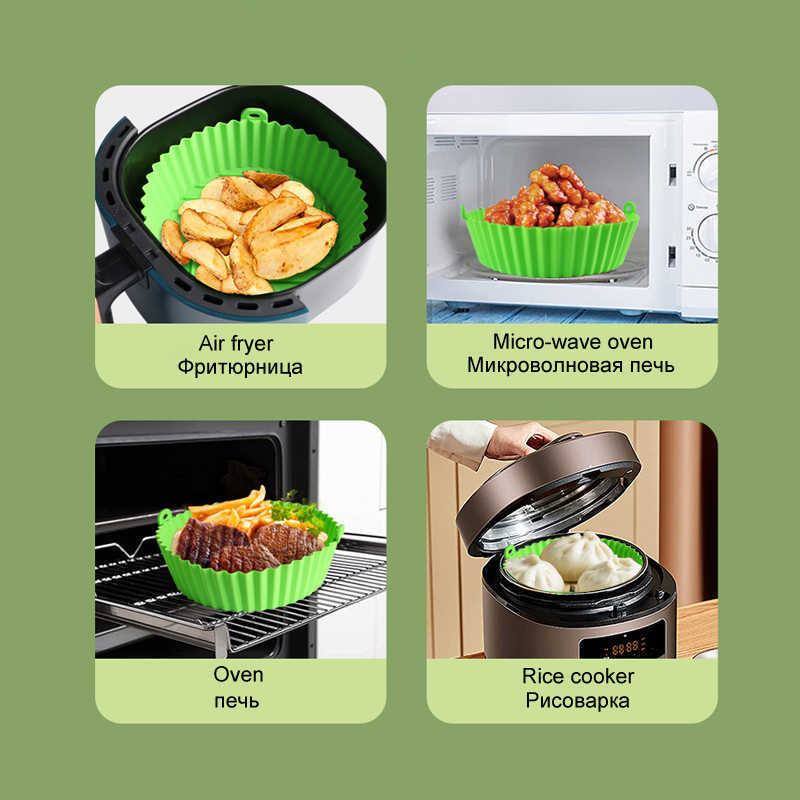 New Silicone Basket Pot Tray Airfryer Liner For Air Fryer Reusable Container Accessories Pan Baking Mold Canister Shape Protector