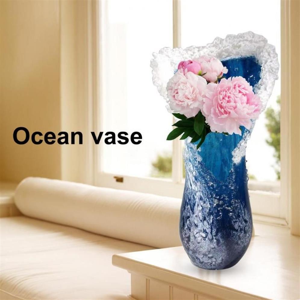 Vasen, majestätische gewellte Vase, Kunstharz, Desktop-Blumentopf, Creactive Home, Café, Dekoration, 326 V