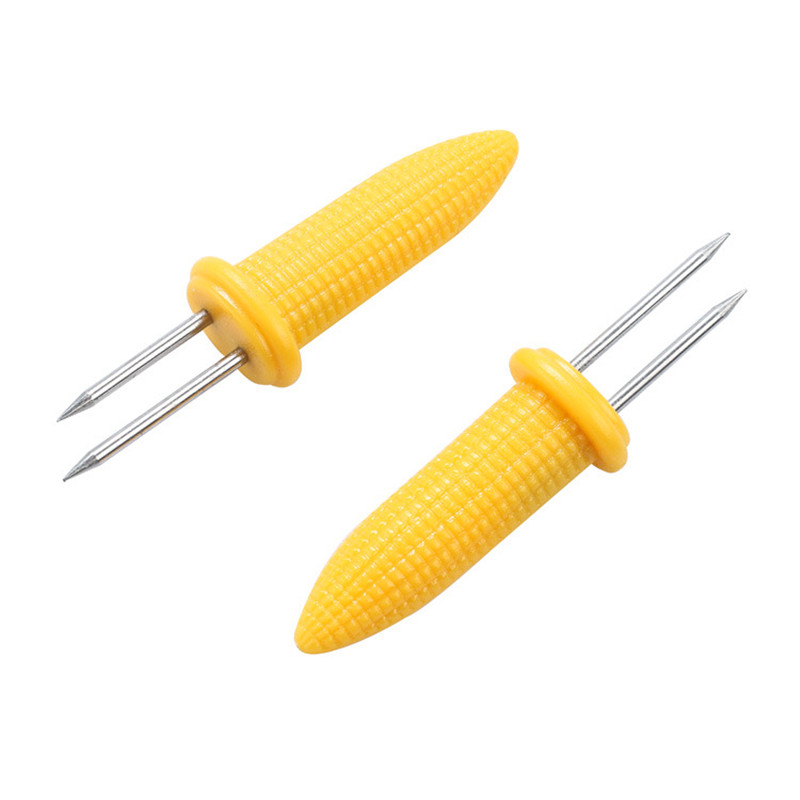 Fork Corn Skewer Stainless Steel Corn Holders Corn On The Cob Skewers Fruit Forks Outdoor Barbecue Tool Kitchen BBQ Tools