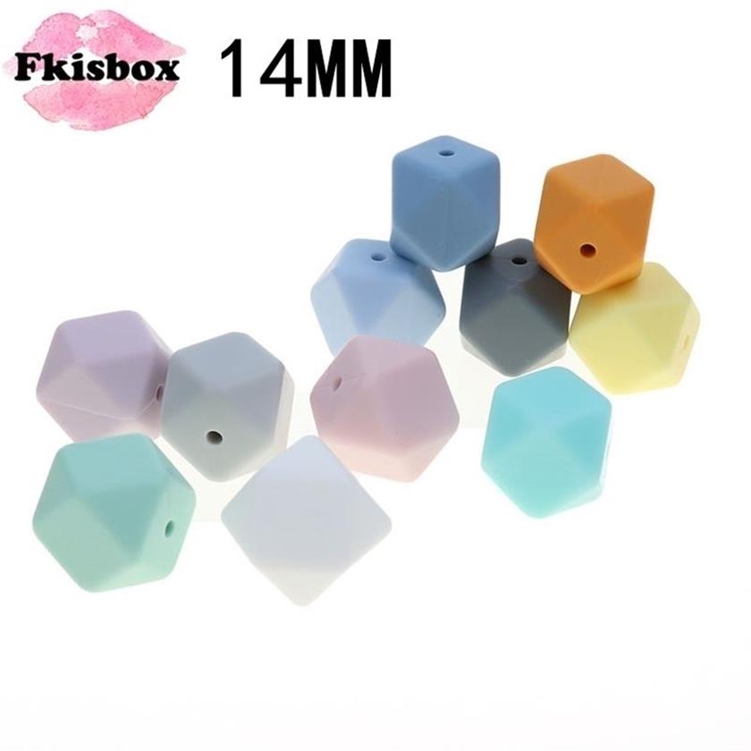 Mordedores de bebê brinquedos fkisbox 100 pçs hexágono 14mm mordedor contas de silicone diy silicone dentição colar solto grânulo bpa para 2211093030