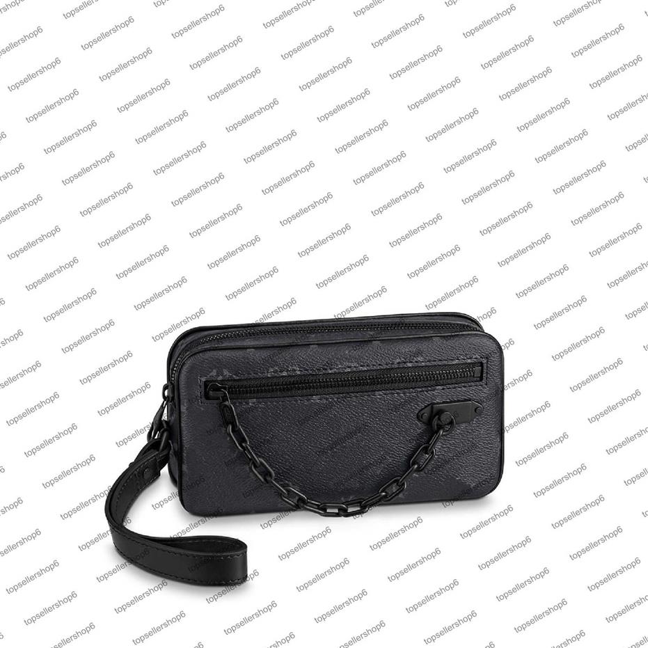 M68321 M55703 Pochette Volga Men Men Clutch Chain Bag Designer Oryginalna skórzana skórzana krwawa Kontrola Sprawdzana torebka paska P222X