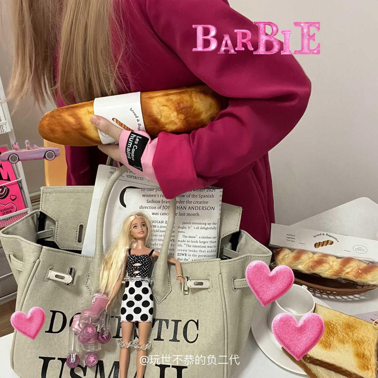 borse tote originali B-rikis negozio online dicembre design di nicchia pratico grande capacità ideale contenere bambola Barbie tela con vero logo