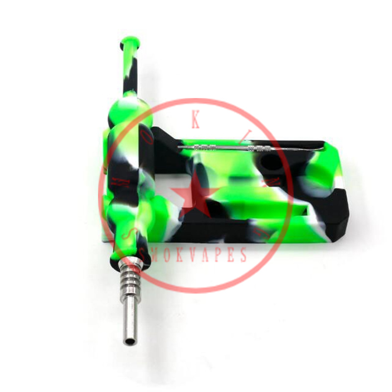 Colorful Tanks Style Smoking Silicone Pipes Dabber Spoon Herb Tobacco Filter Waterpipe Bubbler Oil Rigs Metal Tip Nails Straw Hookah Bong Cigarette Holder DHL