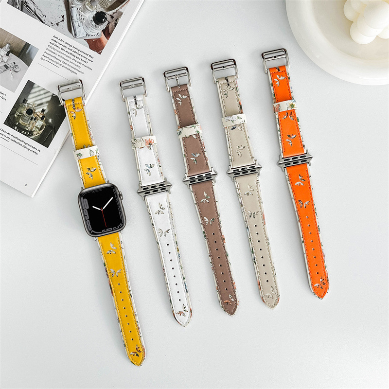 Luxury Apple Watch Band 38 40 41 42 44 45 49 MM Flower Leather Watchs Strap Wristband för IWATCH 8 7 6 5 4 SE Ultra 2 Designer Fashion Armband Watchband Trevligt armband