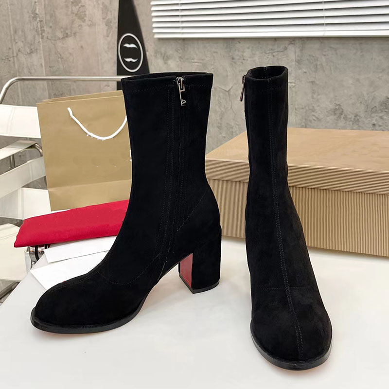 2023 Designer Luxury Pointed Toe Martin Boots Classic Womens 100% Leather Comfort Slim-Fit Elastic Ankle Boot Autumn Winter Ladys Sexig mode Högkärna skor Storlekar