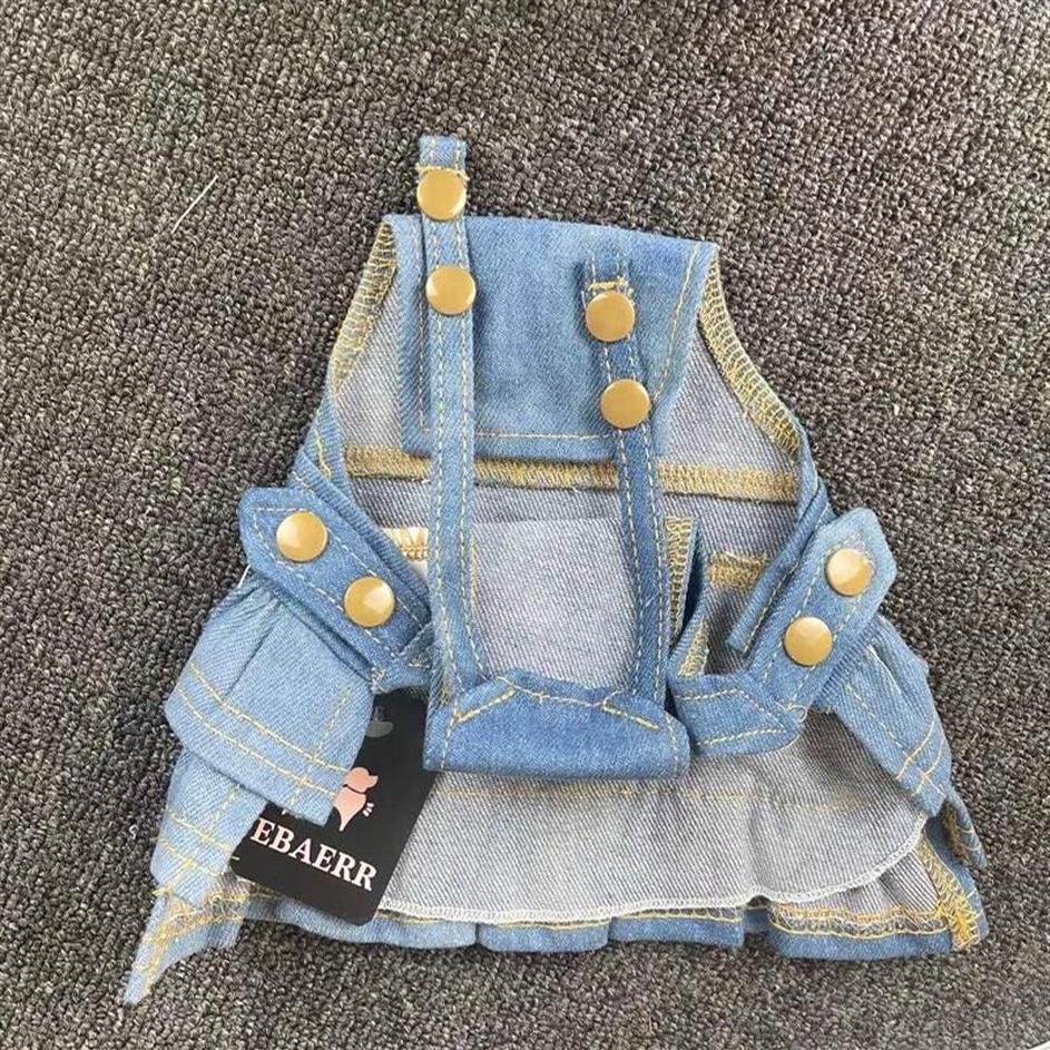 Vêtements pour chiens Denim Jeans Robe Combinaison Manteau Veste Garçon Fille Vêtements Couple Pet Outfit Chiot Costume Salopette Dropship 210809327p