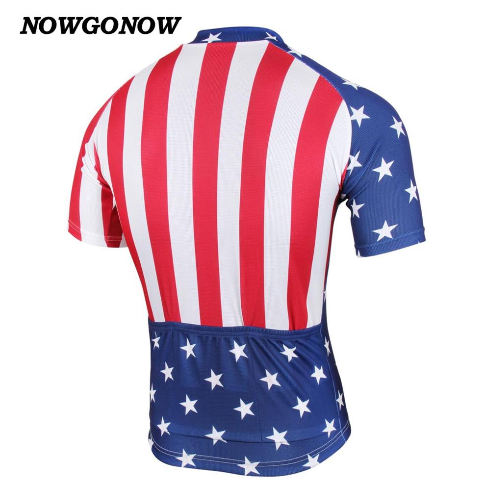 Män 2017 Cycling Jersey USA United States America Flag Bike Wear Tops National Team Summer Tops Kläder utomhus ridning racing228i