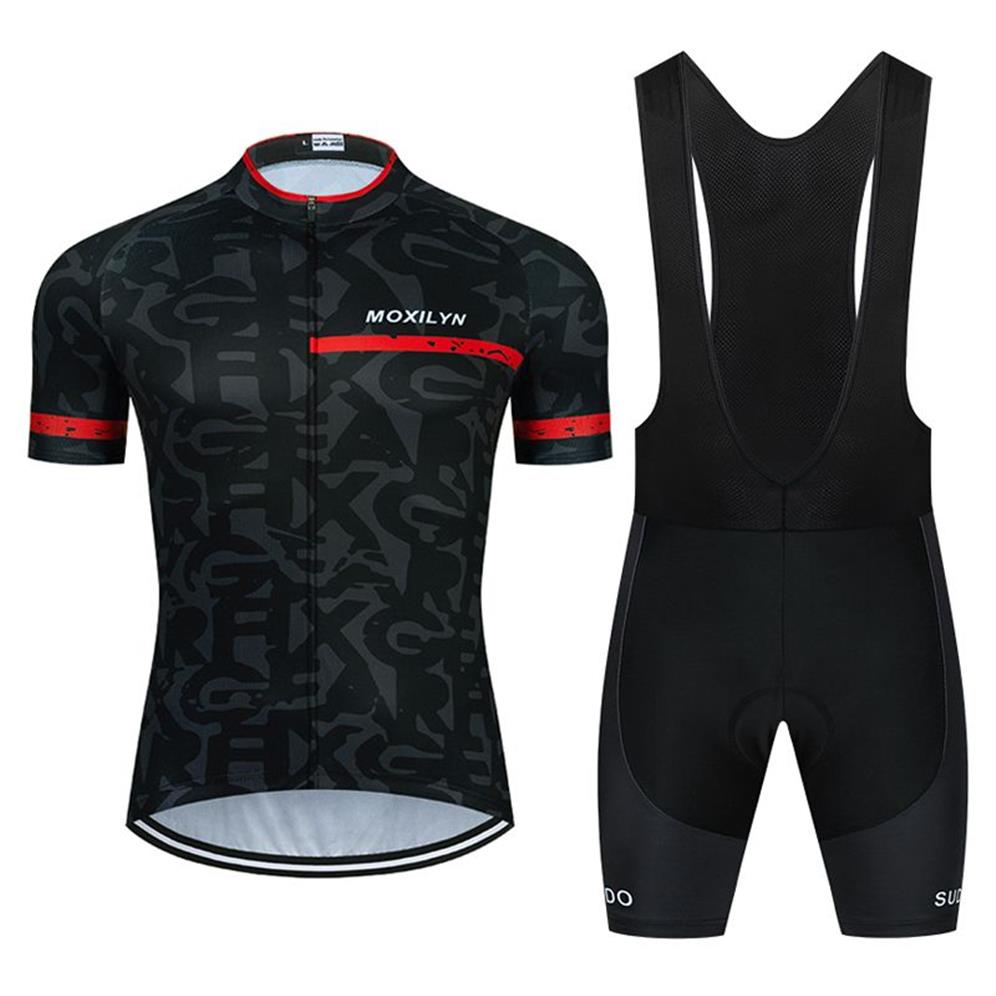 Sudu Cycling Jersey Set 2021 Black and Red Cycling Set Set Rower Team Koszulki Męskie rower z krótkim rękawem noś Summer Premium Clothi298k
