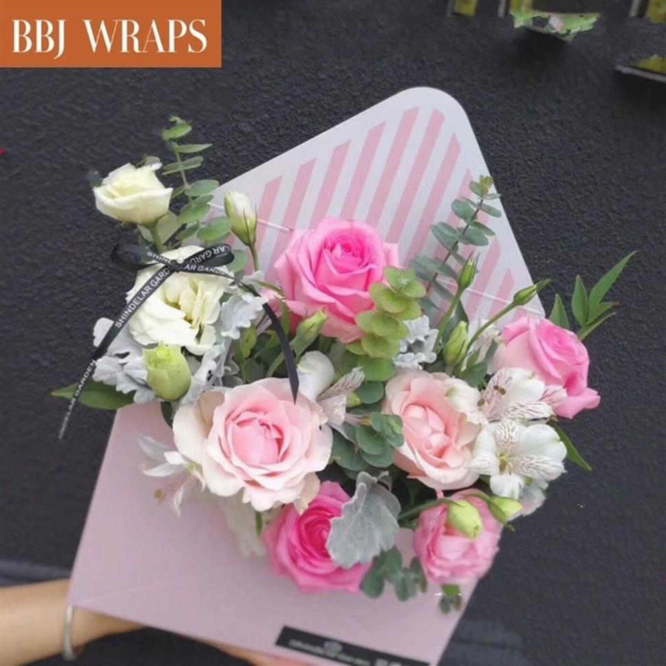 BBJ WRAPS Lovely Hand Håll kuvert Blommorpott Bukett Förpackningsblommare Valentine's Day Festival Rose Boxes 5st Y1128207R