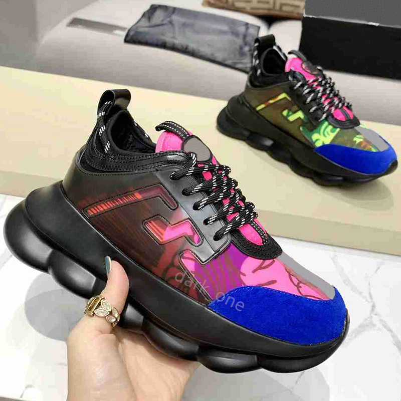 Chain Reaction Casual Shoes Italy Designer Reflective Height Sneakers Triple Black Multi Color Suede Tan Fluo Beige Platform Sneaker Outdoor mens womens shoes