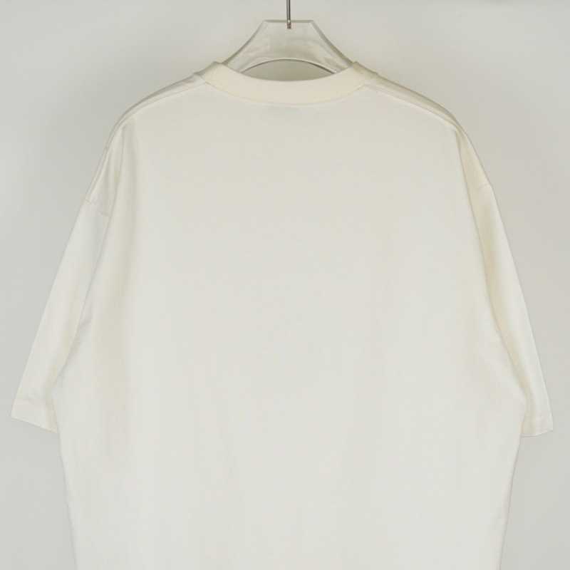 Camiseta de diseñador para mujer, camiseta {recta} con estampado de grietas familiares, manga perforada con banda holgada blanca 1917