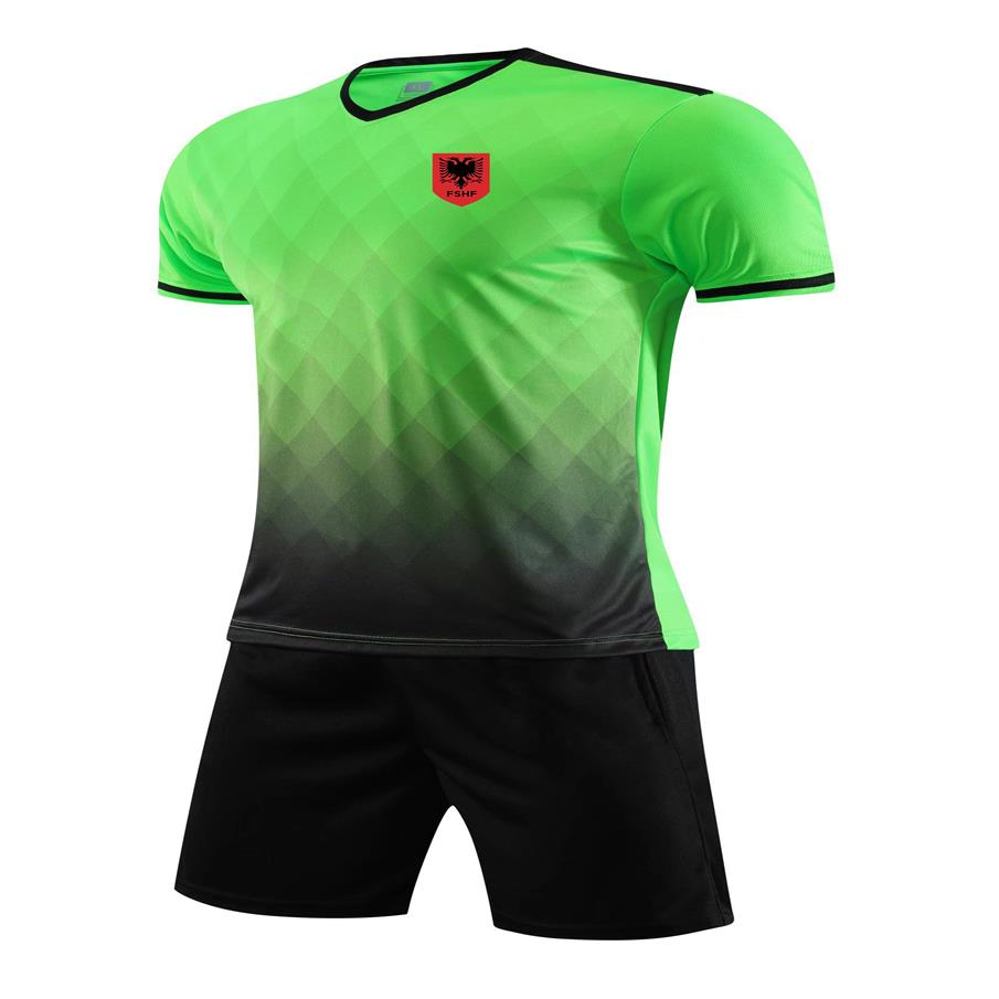 Albanië Heren Trainingspakken Jersey Sneldrogend Voetbalshirt met korte mouwen Aangepast logo Outdoor Sport T-shirts Top en shorts Whole214D