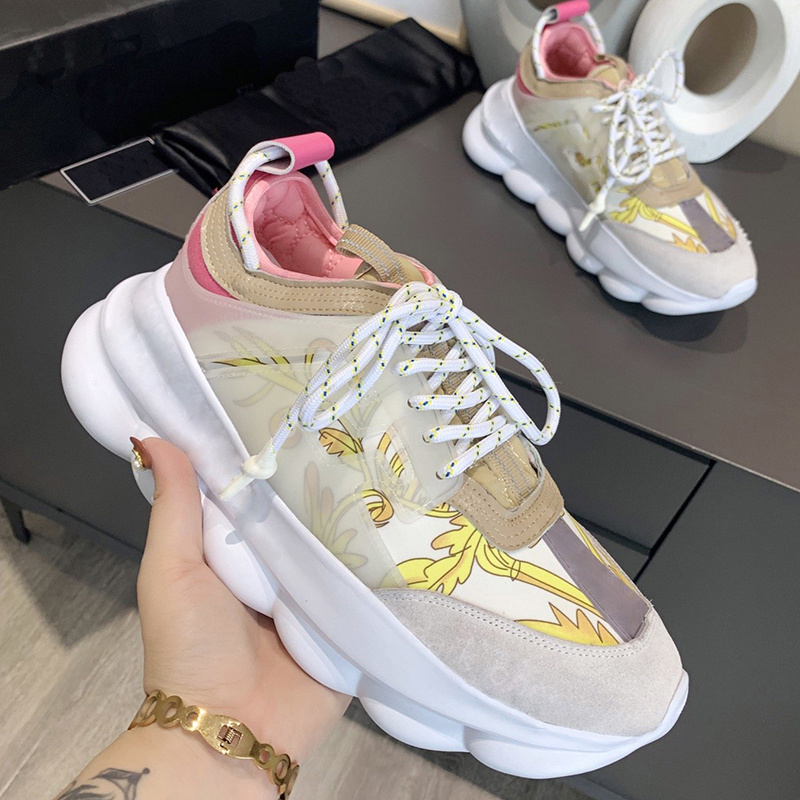 Kedjereaktion casual skor Italien designer reflekterande höjd sneakers trippel svart multi färg mocka solbränna fluo beige plattform sneaker utomhus män kvinnors skor