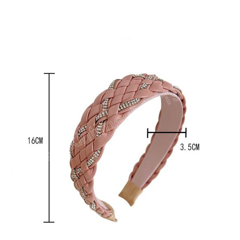 Fashion Hairband PU Leather Turban Solid Color Casual Headband For Adult Handmade Braided Hair Accessories