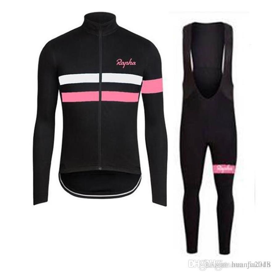 RAPHA team Fietsen lange mouwen jersey bretelbroek sets Heren Lente Herfst Outdoor sportpak comfortabel ademend Y21031206202a