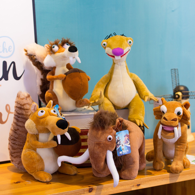 أنيمي بالجملة Ice Age Plush Toys Mammoth Squirrel Sloth Saber-Tithed Tiger للأطفال.