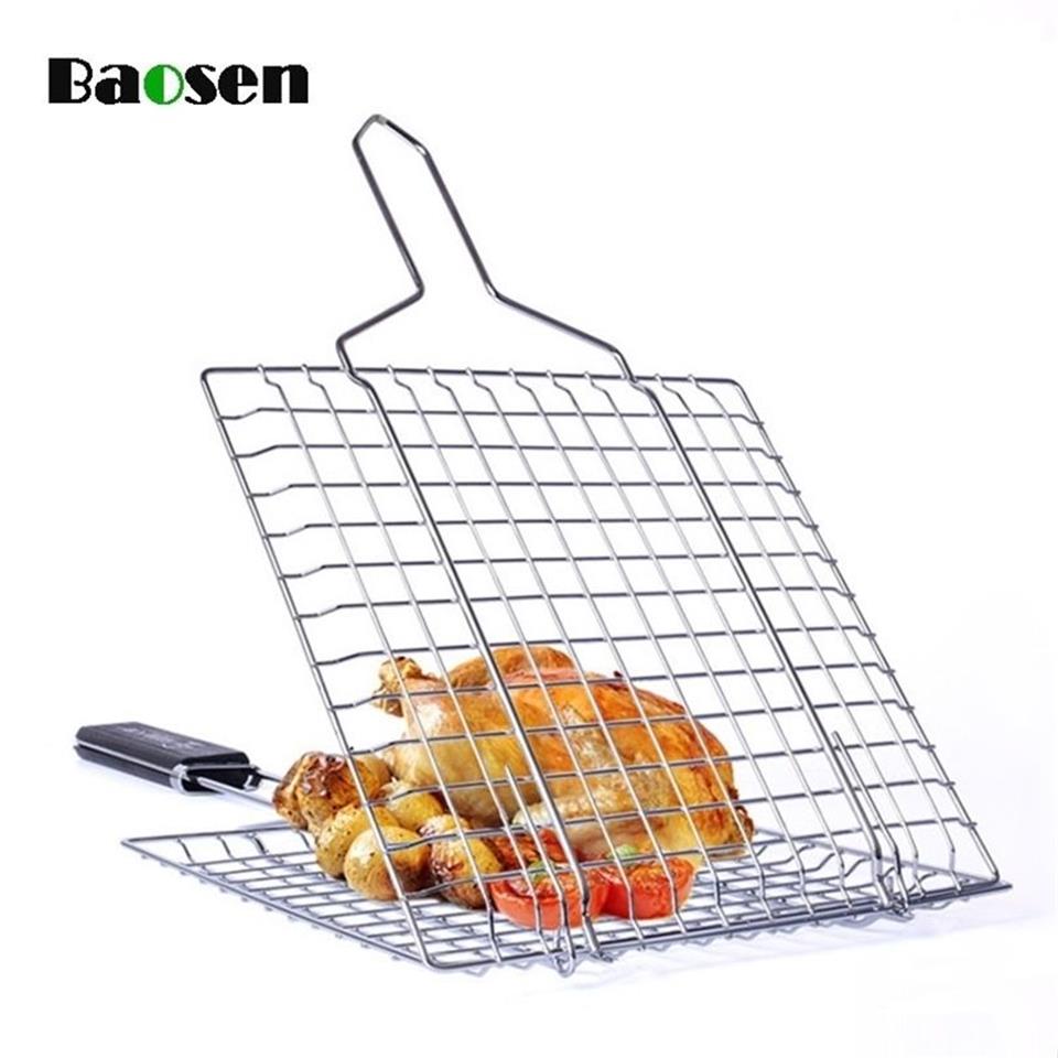 Everhome rostfritt stål grillgrill BBQ Meshes Fish Chicken Grill BBQ Tools Kitchen Accessories T200506233S