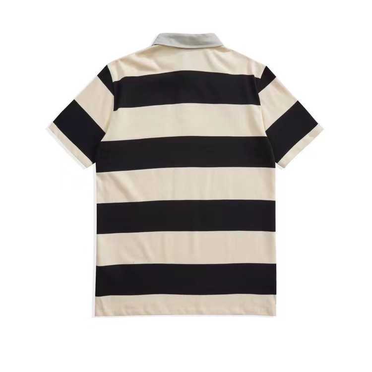 Designer new women t shirt Correct High Version Red Apricot Stripe Sleeve Polo Shirt