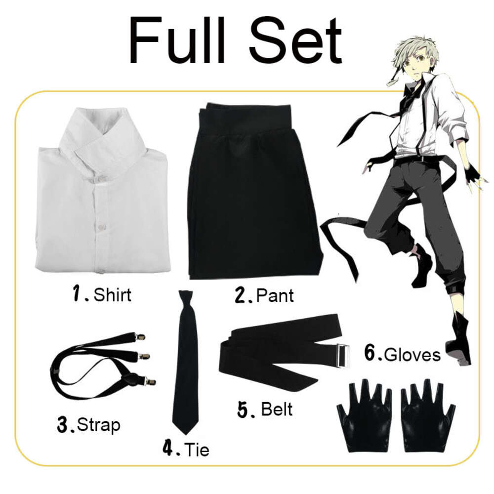 Disfraz de Bungo Stray Dogs Nakima Atsushi, tirantes y camisas Unisex, trajes completos, accesorios de peluca de Anime