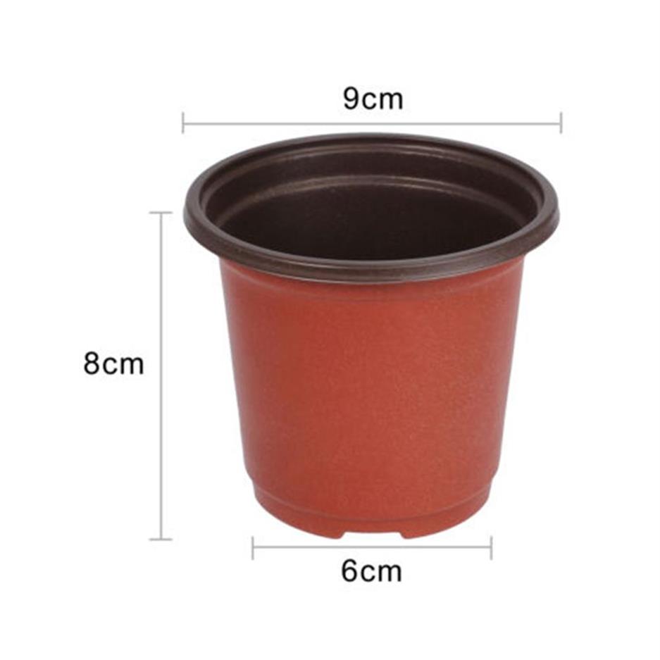 100 stks Plastic Tuin Kwekerij Potten Bloempot Zaailingen Planter Containers Set 9 6 8 cm 3 5 2 4 3 1 inch Plant Bloempot Y200723220B