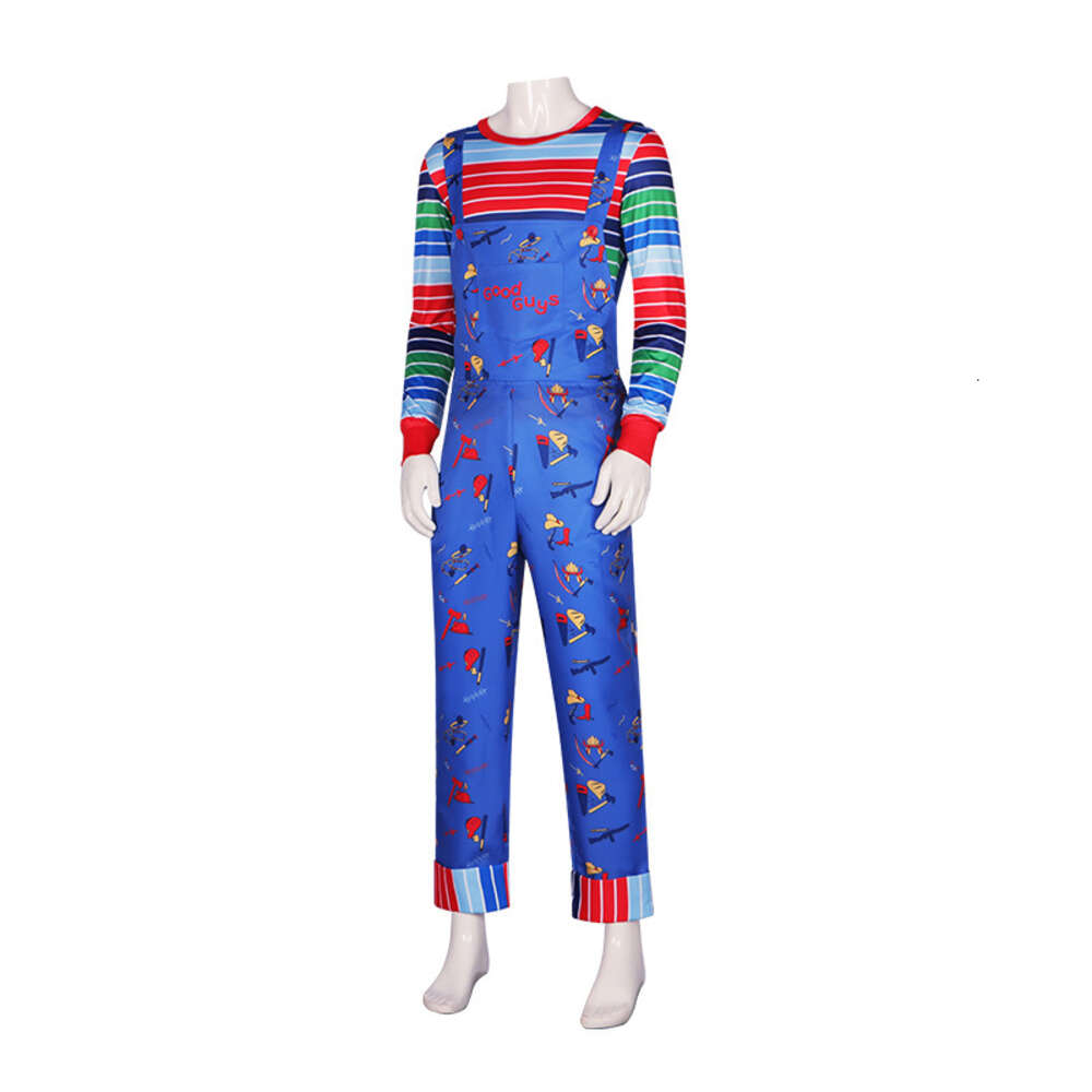 Halloween Chucky Cosplay Costume Charles Lee Ray Attached Doll Performance Wear Dimensions For Adults And Children