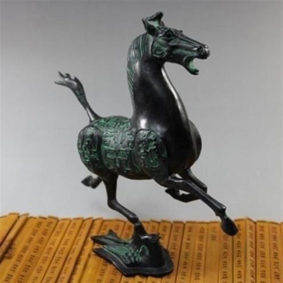Znakomity stara chińska brązowa posąg koń Horse Fly Figures Figures lecznicze dekoracja medycyny 100% mosiężne brąz274p