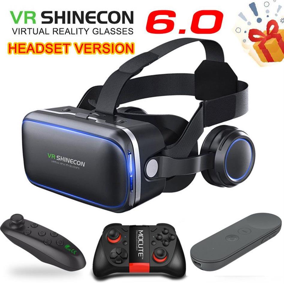 오리지널 VR Shinecon 6 0 표준판 및 헤드셋 버전 가상 현실 VR 안경 헤드셋 헬멧 선택적 컨트롤러 LJ2002432