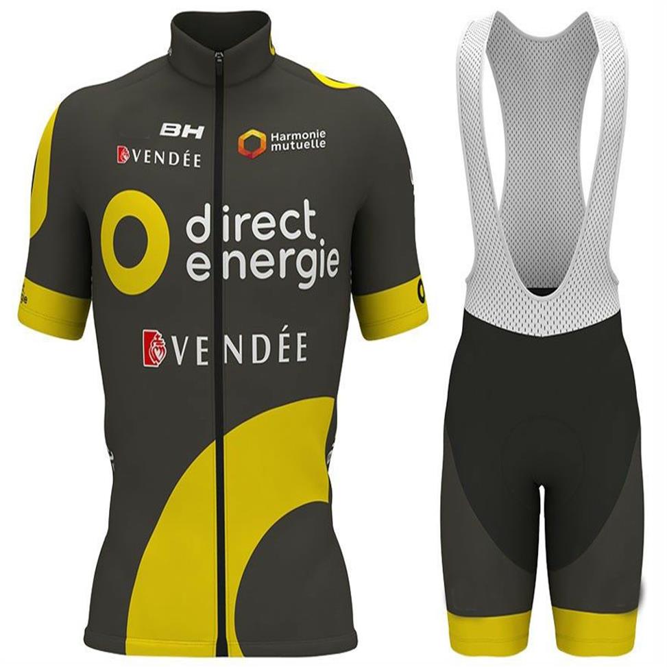 2022 Hommes Summmer Direct Energie Noir-Jaune Maillot de cyclisme Ensemble Triathlon VTT Vêtements Maillot Ciclismo Ropa Taille XXS-6XL185o