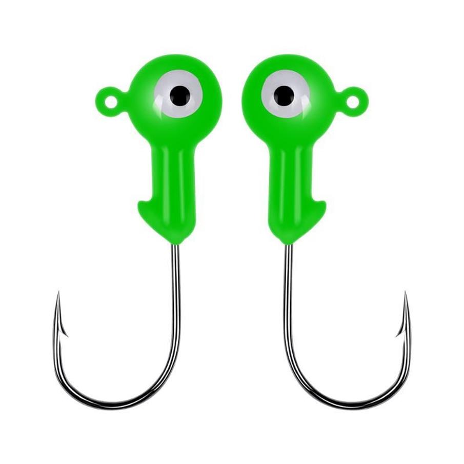 7g 10 unids / lote Plantilla de acero con alto contenido de carbono Gancho grande Colores Ojos Aparejos de pesca Mini plomo Cabeza redonda Señuelos Jigs Bass Single Worm Hooks219R