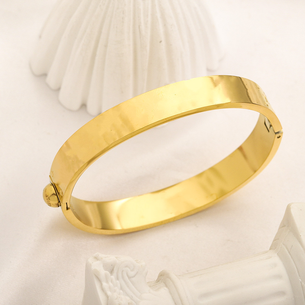 Pulseira de chave de fenda clássica de luxo Moda unissex pulseira de punho 316L banhado a ouro 18K joias de ouro pulseira de designer de presente do Dia dos Namorados