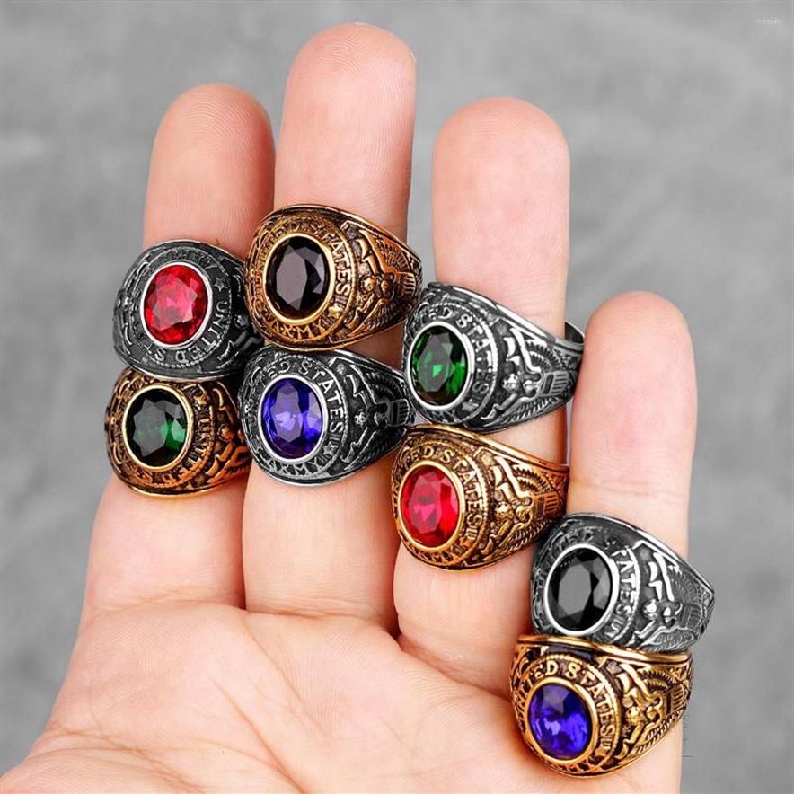 Cluster Ringen Roestvrij Staal Mannen Strass Verenigde Staten Leger Punk Hip Hop Voor Biker Mannelijke Vriendje Sieraden Creativiteit Gift Whol321Y