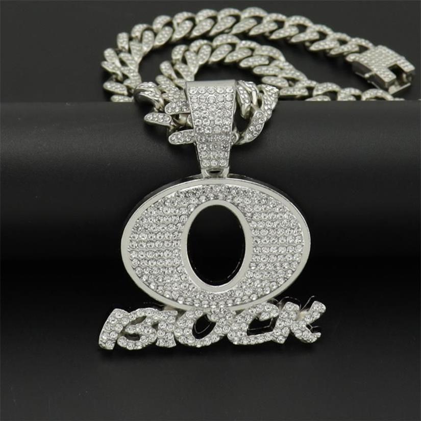 Pendentif Colliers Hip Hop Big Crystal Lettre Q Collier avec Iced Out Bling 13mm Largeur Miami Chaîne Cubaine Mode Charme Bijoux Dro2304