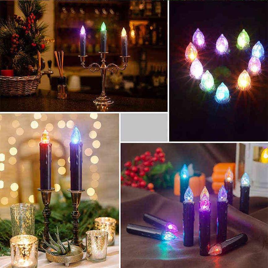 LED Candles Colorful Battery-Operated Fake Candle Christmas Tree Light With Timer Remote And Clip Decorative For Halloween Black H272E