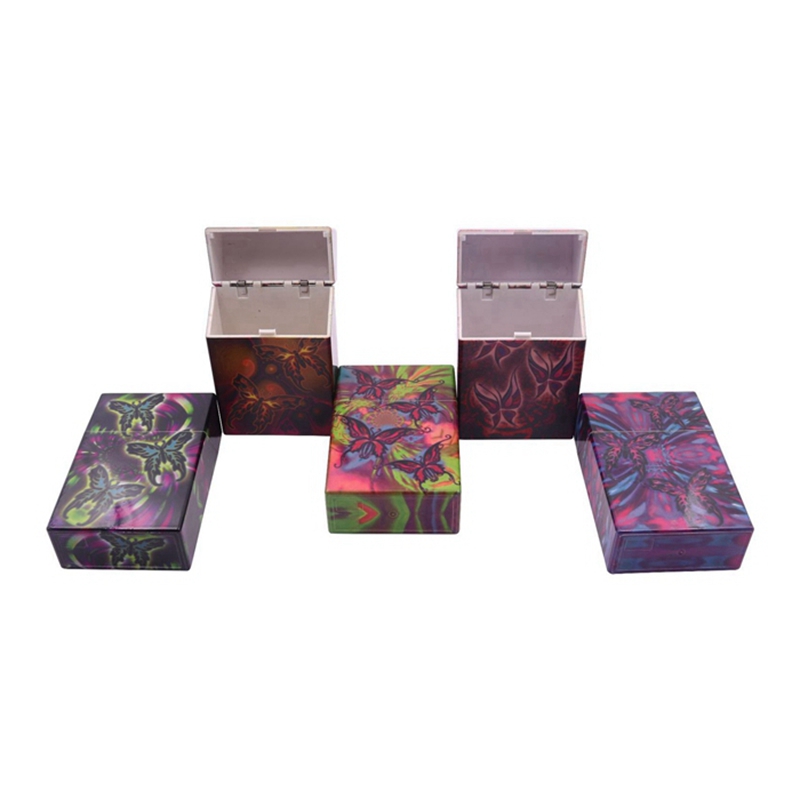 Étui à cigarettes en plastique à motif de papillon coloré Herb Tabac Spice Miller Boîte de rangement Portable Automatique Flip Stash Cases Porte-fumer Conteneur DHL