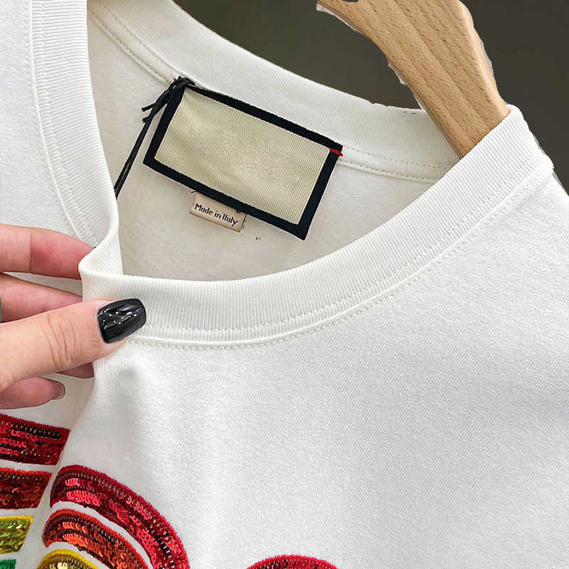 Designer nouvelles femmes t-shirt Shirt Korean Summer 2023 Couleur Hot Diamond Letter Sleeve T-shirt