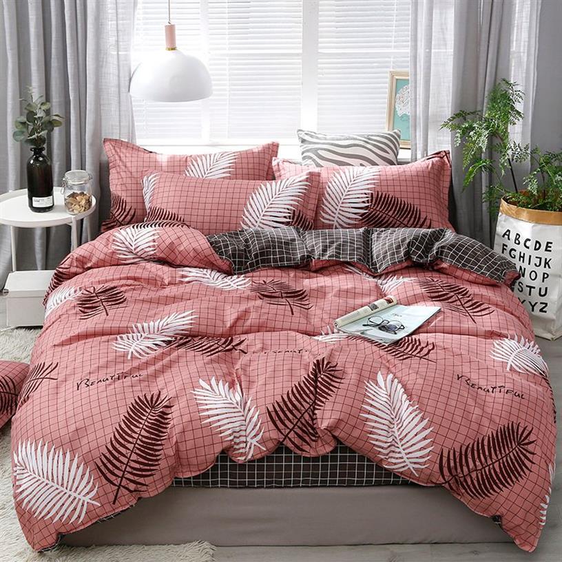 Bedding Set Set Style Bed Sheet Pillowcase Duvet Cover Sets Stripe Aloe Cotton Bed Set Home Bed Textile Products LJ201127335y