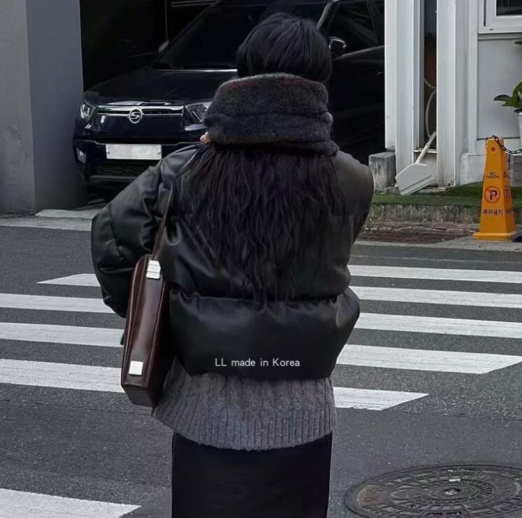 Casacos femininos casacos de inverno coreano novo zíper gola alta casaco de algodão solto e engrossado casaco de pão quente casaco de algodão curto para mulher