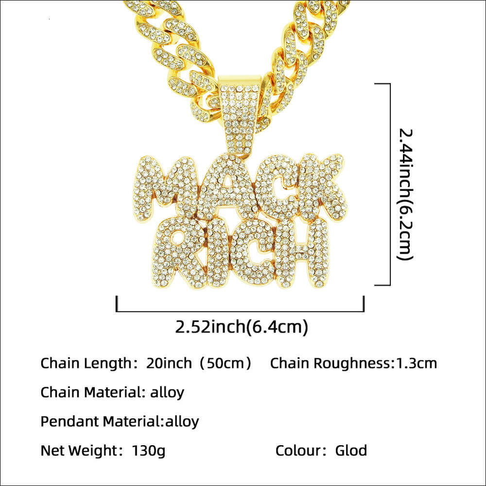 Collier avec pendentif lettre en diamant pour hommes et femmes, accessoires Hip Hop Rap, chaîne cubaine