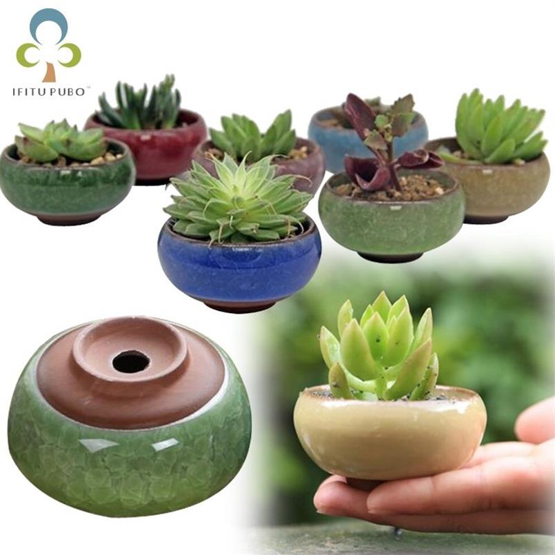 glace-crack pots de fleurs en céramique jardinières pour plantes juteuses mini bonsaï pot maison jardin décoration plantes succulentes pots GYH Y200247J