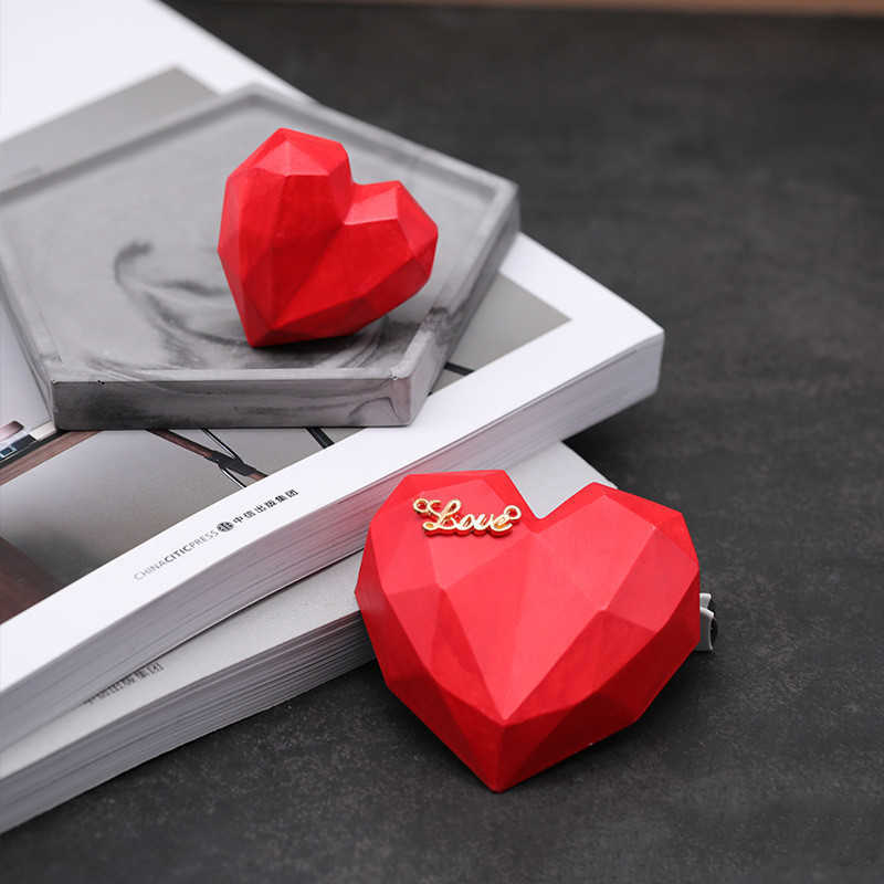 NIEUW 3D Love Heart Design Silicone Cake Mold Diamant Soap Molds Diy Car Pendant Gips Pleister Hart Mold Handgemaakte kaarsen