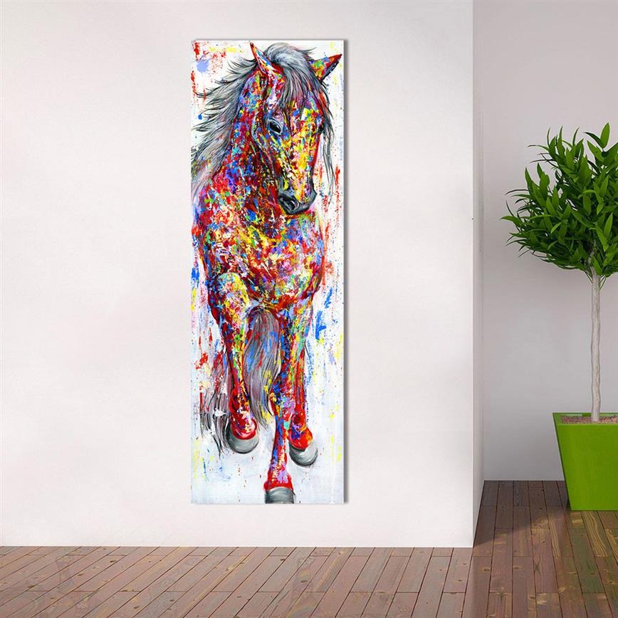 QKART Arte della parete Pittura Stampa su tela Immagine animale Stampe animali Poster Il cavallo in piedi soggiorno Decorazioni la casa Senza cornice LJ306c