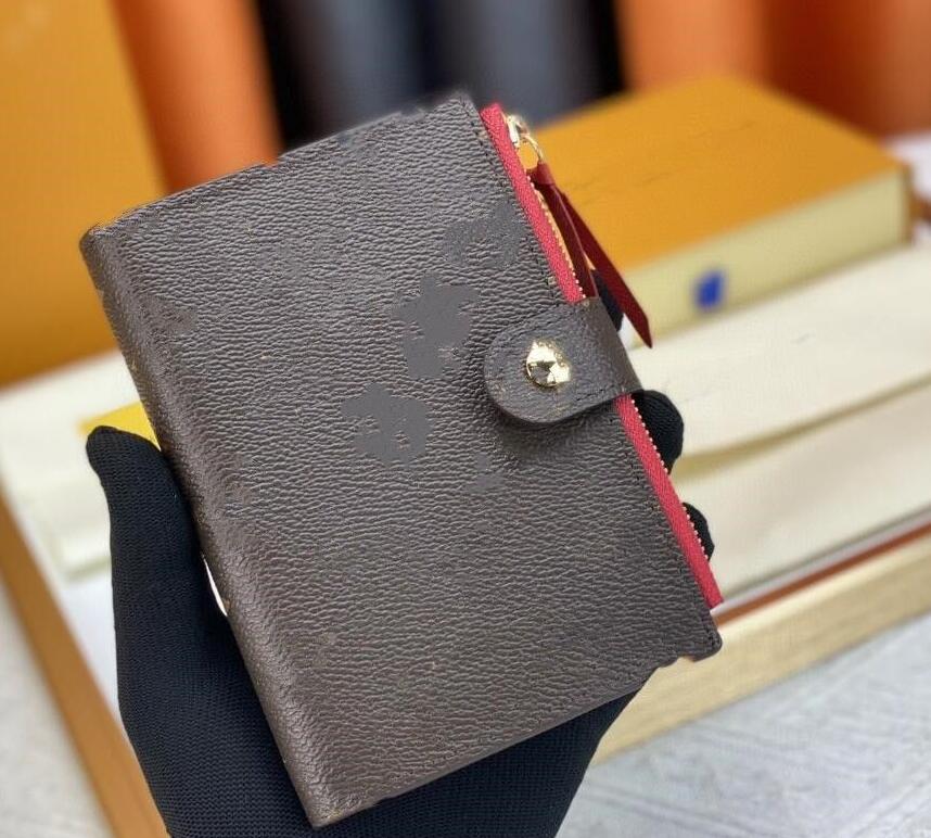 Portefeuille en cuir véritable pour femmes, pochette pour pièces de monnaie, avec fenêtre d'identification, étui pour cartes rouge et noir avec boîte, cadeau de noël