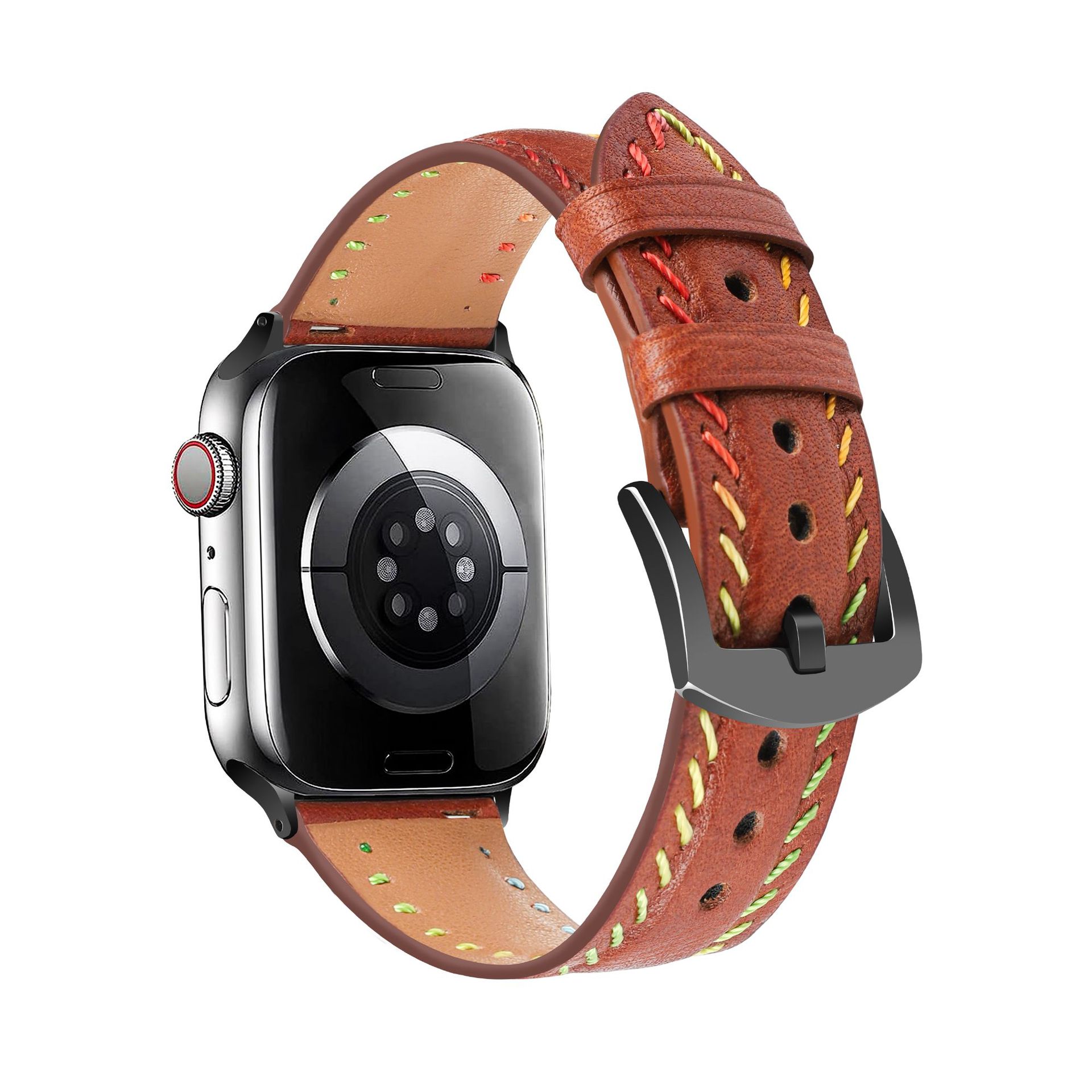 Luxury Real Leather Apple Watch Band 38 40 41 42 44 45 49 MM Nya klockor Rempland för IWATCH 8 7 6 5 4 SE Ultra 2 Designer Fashion Märke armband Watchband