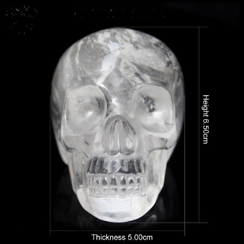 Hand carved Natural transparent crystal skull crystal gemstone human alien head for healing Reiki Halloween gifts329U