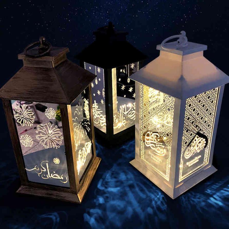 2021 Ramadan Home LED Lights Tower Eid Mubarak Islamic Desktop Decorations Festival Lantern Lamp Ornaments Ramadan Kareem gifts 21318l