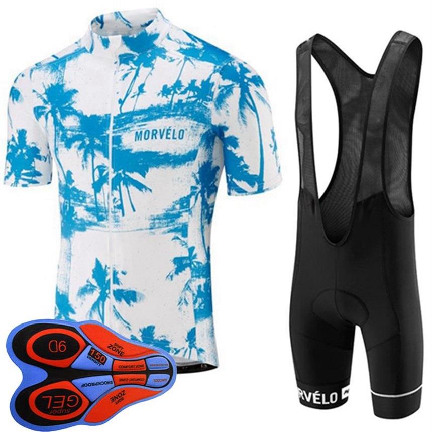 2021 Nouvelle équipe Morvelo Cyclisme Manches courtes Jersey Cuissard Ensembles Whole 9D Gel Pad Top Marque Qualité Vélo Sportwear Y2182405248H